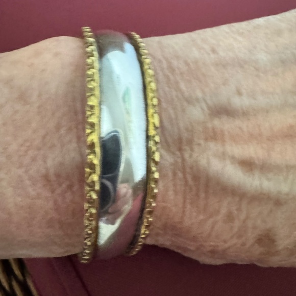 STERLING SILVER AND GOLD TONE CUFF - Picture 7 of 9